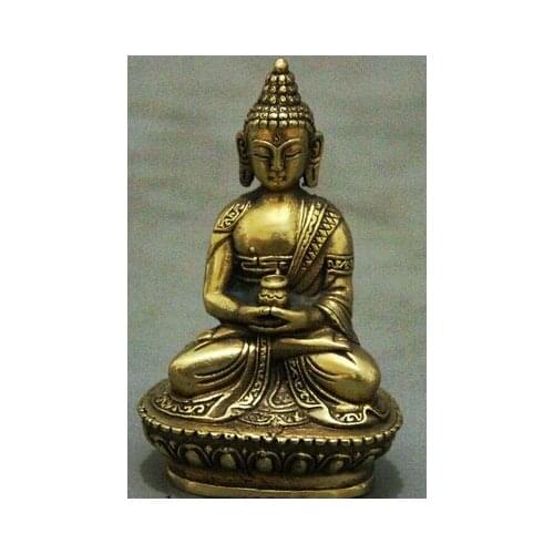 Copper Brass CHINESE crafts decoration Tibet Brass Buddhism Ayutthaya Shakyamuni Sakyamuni Buddha Bowl Statue Figurine