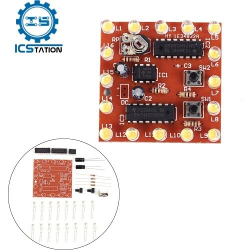 DIY Kits NE555+ 74HC595 16 Bit 16 Channel Water Flowing Lights Suite Electronic Welding Practice Board LED Flashing Module