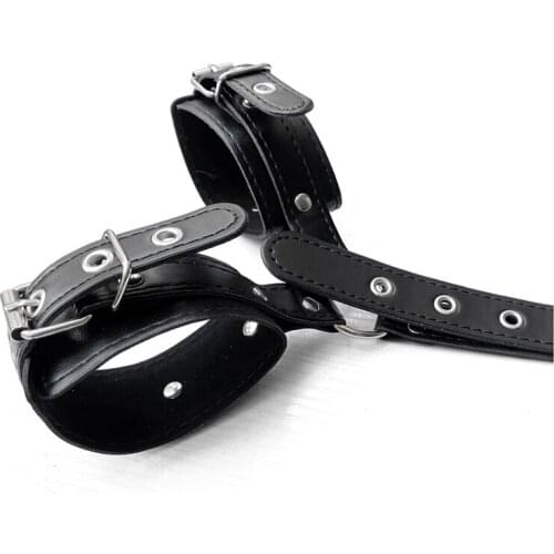 New Womens Erotic Accessories Sexy SM Sex Products Leather Bondage Bandage Handcuffs Neck Ring Couple Bedding Adult Sex Toys