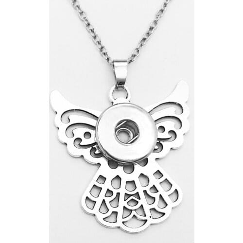NEW angel snap button jewelry Necklace pendant NE7567 fit 18mm 20mm snaps BOBOSGIRL