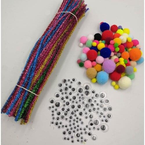 DIY Wiggly Googly Eyes Colorful Plush Sticks Pompoms Kids Montessori Craft Pipe Math Counting Education Stick Child Puzzles Toy