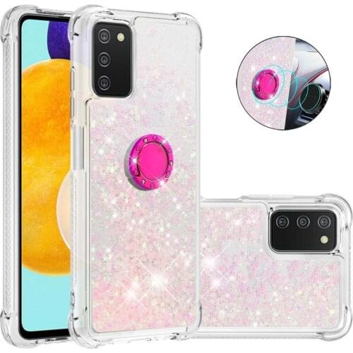 Glitter Case For Samsung Galaxy A03S A22 A82 A32 A52 A72 A42 A21S A21 M51 A02 A51 A71 A31 Ring Holder Shockproof Quicksand Cover