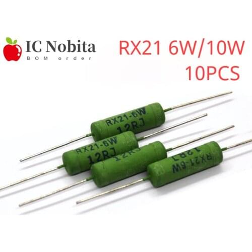 10PCS RX21 6W 10W Wire Wound Resistance 5% 0.01~33K 1R 10R 100R 1K 10K 12K 15K 18R 20R 22R 24R 27R 30R 33R 36R 0.05R 0.1R 0.12R