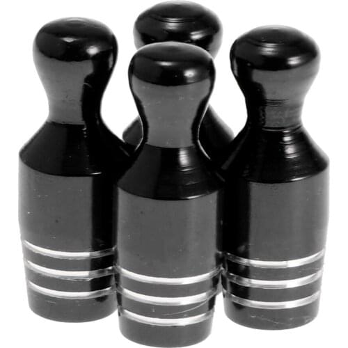 4x Bowling Type Style Universal Motor Car Wheel Tire Air Valve Stems Cap Dust Cover Caps Black