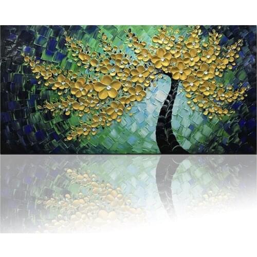 Hand Painted Green Tree Wall Art On Canvas Abstract Oil Paintings Modern Artwork Art Wall Decor Hand Painted Oil Canvas Picture