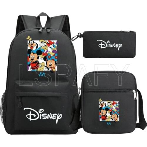 Disney Mickey Mouse Backpack Large Capacity Bag Sets Hop Pop Student School Bag Boys/Girls Bags Kids Cartoon Print Backpacks