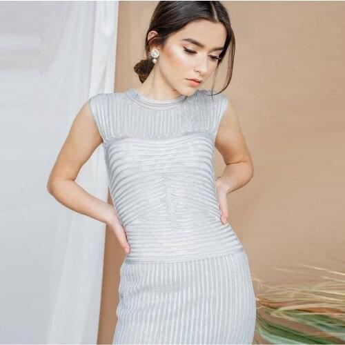 Silver High Fashion Foil Printed Tassel Dress Celebrity Elegant Round Neck Sleeveless Bodycon Evening Party Maxi Vestidos 2019