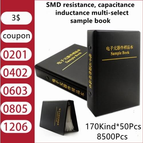SMD Resistor Capacitor Inductance 1% 5% High Precision Sample Book 0201 0402 0603 0805 1206 Full Series 1R~1M 170 Kind 8500Pcs