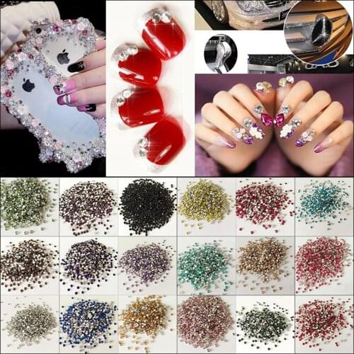 20 Colors SS6 2mm Resin Rhinestone 1000pcs/bag Nail Art Glass Surface Resin Rhinestone 14 Facets DIY Telephone Gemstone Jewelry
