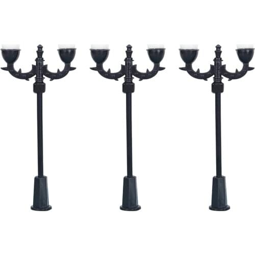 LED Warm White Miniature Lamppost Double-head Scale Model Railway Train Lamp Street Lights For Sale Toys Plastic Diorama