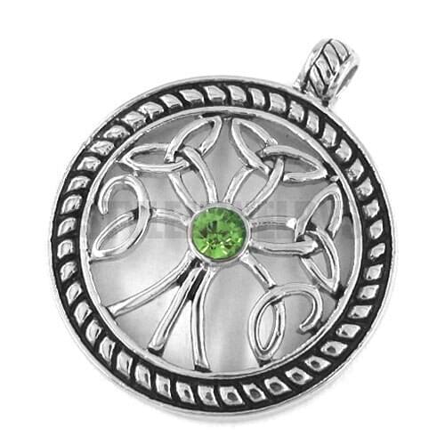 Free shipping! Green, Red Rhinestones Celtic Knot Life Tree Pendant Stainless Steel Jewelry Claddagh Style Biker Women Pendant