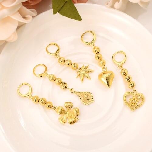 High quality Fashion Gold Filled Womens Drop Earring Dangle Earring Charms Jewelry beads Earrings brincos Vintage girls