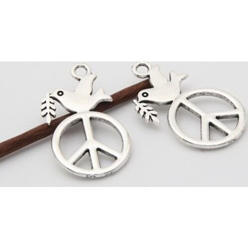 10pcs Silver Color Peace Dove Charms Making Love Bird Pendant Necklaces Keychain Handmade Jewelry Accessories 28x16mm A3382