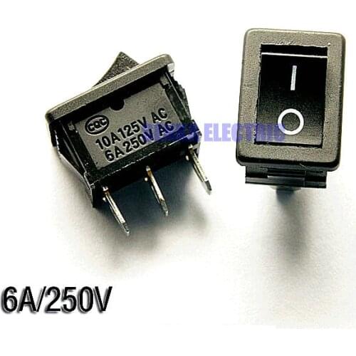 100pcs/lot 15*21mm 3 Pin KCD1 Push Button Boat Switch Black ON-ON Rocker Switch