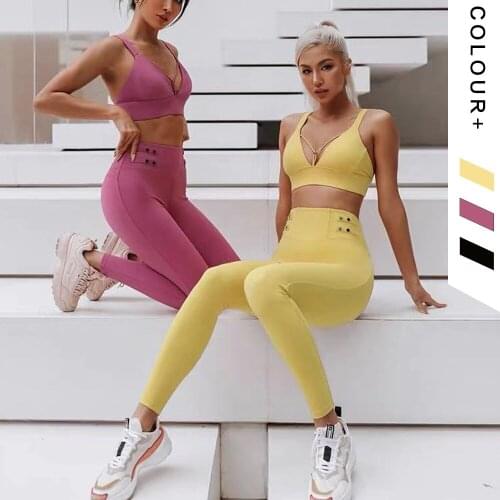 2021 sexy trousers yoga suit summer new style V-neck sleeveless slimming fitness suit Sport T-Shirts Sports Wear