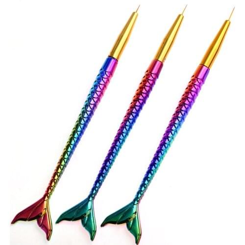 3pcs/lot Acrylic French Stripe Nail Art Liner Brush Set Gradient Fish Tail Ultra-thin Line UV Gel Brushes Painting Tools TG#06