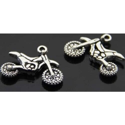 4pcs Motorcycle Charm Bracelet Pendant Tibetan Silver Color For DIY Aesthetics Accessories Handmade Jewellery Making Supplies