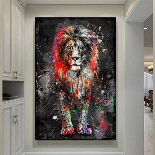 Abstract Colorful Lions Canvas Paintings on The Wall Art Posters and Print Modern Art Animal Wall Picture Cuadros for Home Decor