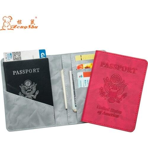 USA oil soft Double eagle RED International standard size passport cover Built in RFID Blocking Protect personal information