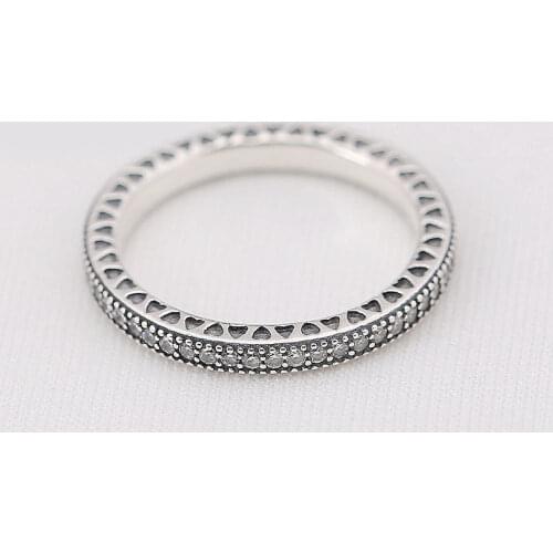 Authentic S925 Silver Stackable Love Hearts Ring For Women Wedding Party fit Lady Fine Jewelry