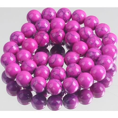 Purple Howlite Turquoises Perles Round Loose Spacer Beads For Jewelry Making DIY Charm Bracelet 15"Inch 4 6 8 10 12mm Wholesale