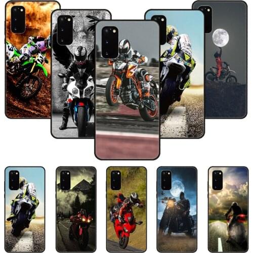Phone Case For SamSung Galaxy S Note 10 20 7 6 9 8 Plus Edge E Ultra Lite Black Cover Etui Moto Cross Motorcycle Sports
