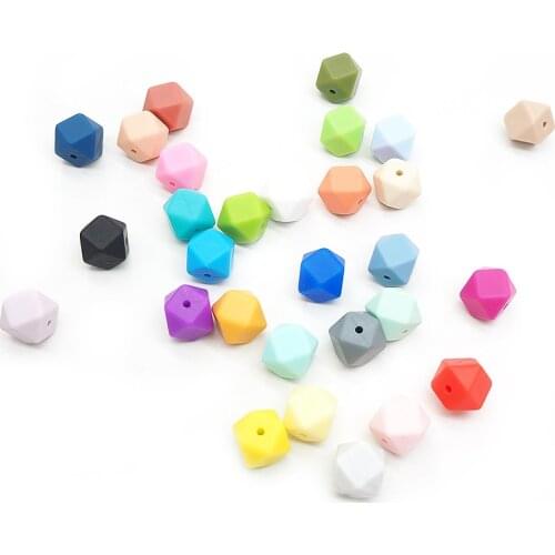 Chenkai 100PCS 14MM Silicone Hexagon Beads Teether Baby Dummy Teething BPA Free DIY Infant Pacifier Chain Necklace Making Toy