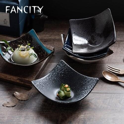 FANCITY Japanese-style bowl single square bowl household sauce bowl restaurant four-corner dish dish ceramic tableware buffet