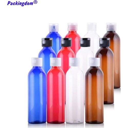 10pcs Flip Cap Lotion Bottle Emulsion Shampoo Container Refillable Cosmetic Packaging Plastic Bottles Butterfly Lids Tubes 250ml