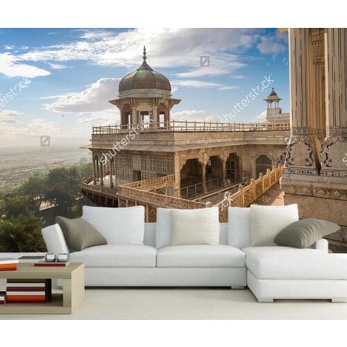 Custom city natural landscape,Agra Fort musamman burj dome with moody sky,photo for living room bedroom background wallpaper