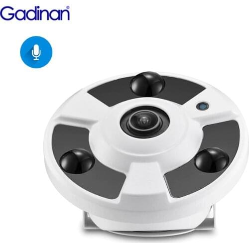 H.265 IP Camera 1.7MM Fisheye Lens 5MP Panoramic Audio Mic ONVIF Surveillance Outdoor Xmeye Could DC12V/ POE 48V