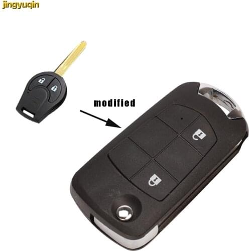 Jingyuqin Remote Modified Flip Car Key Shell for NISSAN Sunny Juke March Qashqai Sylphy Tiida X-Trail Upgrade Key Case Fob