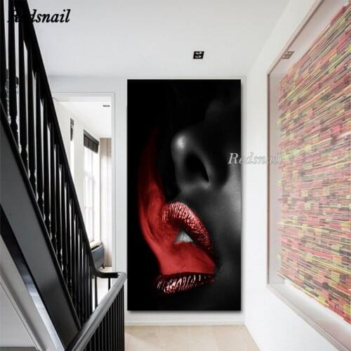 Large Red Smoke Mouth Sexy Lips Nordic 5D DIY Diamond painting Cross stitch Full puzzle Diamond embroidery mosaic Wall Art EE860