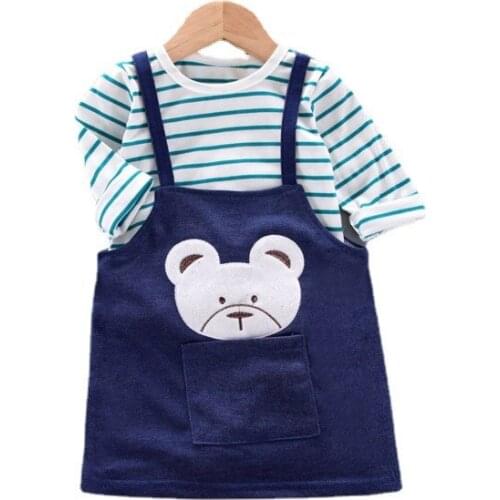 Fashion Summer Kids Cartoon Clothes Children T-shirt Dress 2 Pcs/Set Toddler Casual Costume Baby Boys Girls Striped Sport Suits