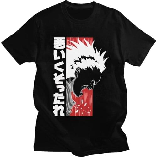 Cool Japanese Manga Akira T Shirts for Men Short Sleeve Shotaro Kaneda Neo Tokyo Anime Tee Tops Cotton T-Shirt Gift Idea Apparel