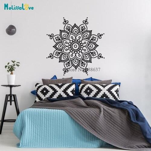 Mandala Yoga Studio Decor Mandala Lotus Flower Boho Bohemian Bedroom Decal Removable Vinyl Wall Sticker BB907
