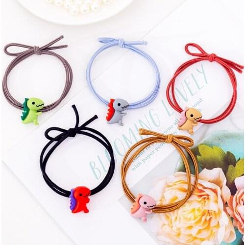 Fashion Hot Selling Korean Style Acrylic Dinosaur Hair Band High Elastic Hair Rope Girls Kids Hair Ring Headpiece Hair Accessory