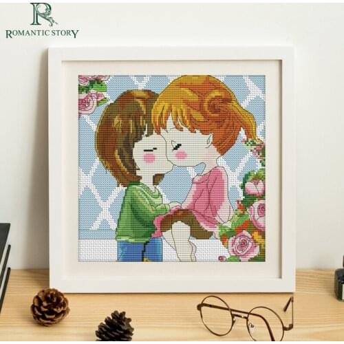 Romantic Story Cross Stitch Kits Embroidery,Love boy and girl Bedroom Study Decoration Needlework stitch cross 2140