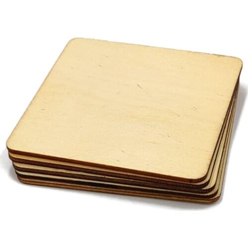 50pcs 80mm Unfinished Wood Pieces Blank Wood Squares Shaped Wooden Cutouts for Art, DIY Supplies, Craft, Decoration