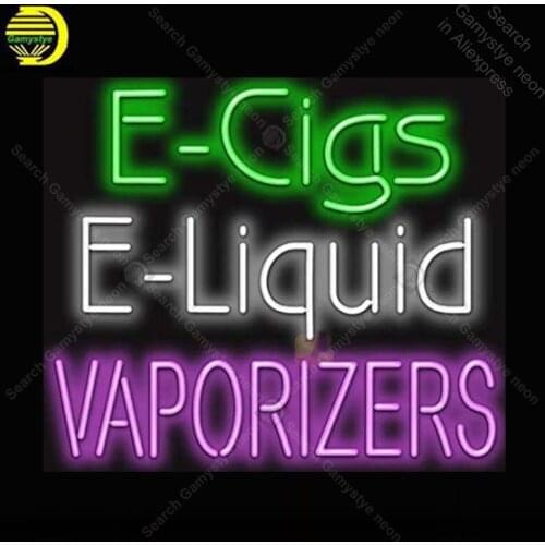 NEON SIGN For E-Cigs E-Liquid Vaporizers Glass Neon Light Lamp GLASS Tube Decor Wall Beer Bar Handcraft Art Light shop Display