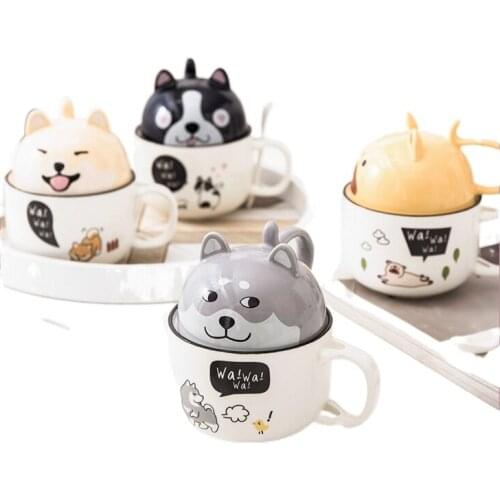 Super Cute Super Cute Girl Large Capacity Coffee Mug Personality Creative Trend Couple Ceramic Cup with Cover Spoon