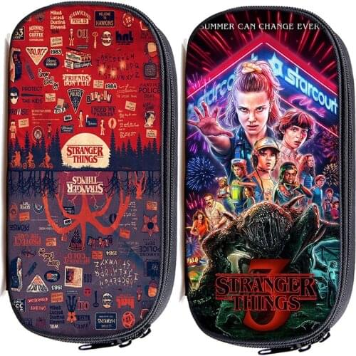 TV Show Stranger Things 3 Kids Pencil Bag Students Boys Girls Stationery Bag Pencil Holder Fashion Pen Bag Stationery Box Gift