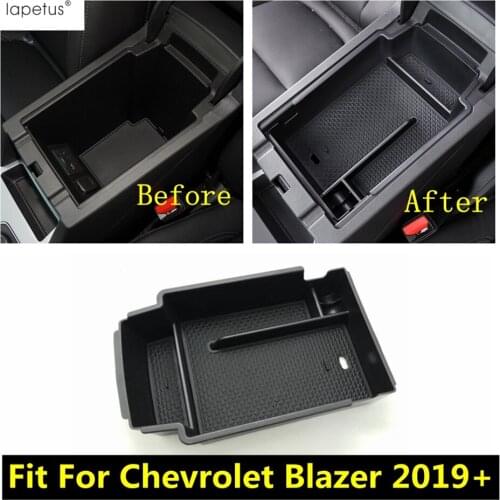 Plastic Accessories For Chevrolet Blazer 2019 - 2021 Car Central Control Armrest Storage Box Organizer Cover Trim Interior Kit