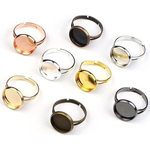 Wholesale 30pcs/lot Adjustable Blank Ring Base Fit Dia 8mm - 25mm Glass Cabochons Cameo Settings For DIY Ring Jewelry Making