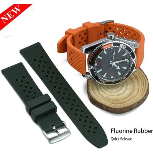 New Fluorine Rubber Strap 18mm 20mm 22mm Uniquely Designed Honeycomb Quick Release Watchband Bracelet For Each Brand Watchs Band