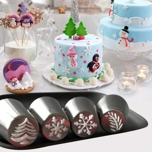 Christmas Snowflake Santa Claus Cake Icing Nozzles mouth Piping Tips Pastry Cake Decorating Tool Stainless Steel Baking tool