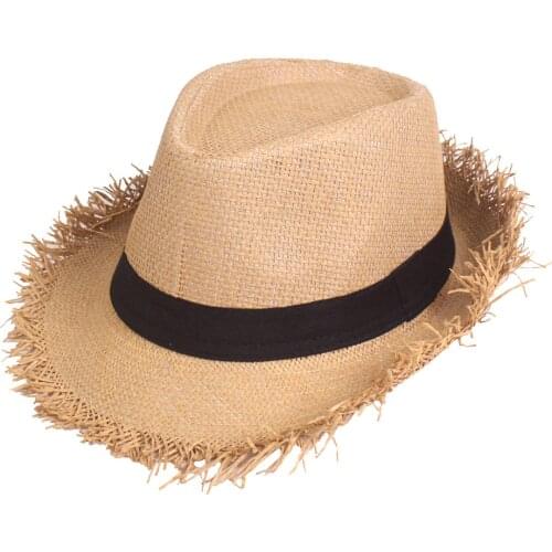 Sun hat mens summer anti jazz hat solid color breathable straw hat outdoor travel sunhat