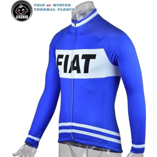 Blue Retro Classical Winter Thermal Fleece or Thin New Road Mountain Team Long pro Cycling Jersey / Cycling Clothing JIASHUO