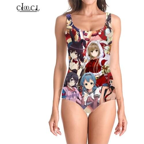 CLOOCL Japanese Anime Hitagi Senjougahara 3D Print One-piece Swimsuit Women Swimming Bathing Suit Sleeveless Slim Sexy Girl