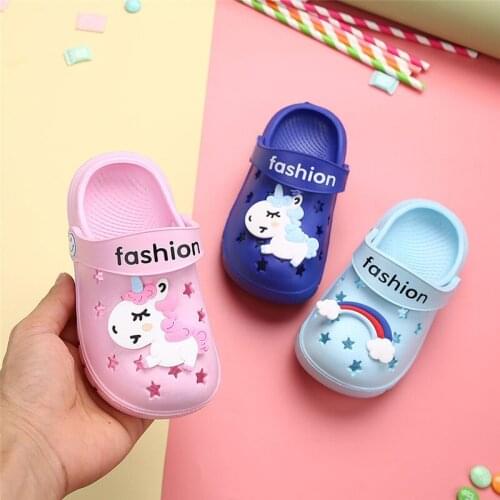 Unicorn Slippers Baby Boy Girl Shoes Cartoon Rainbow Summer Baby Indoor Slippers Shoes Beach Swimming Slipper Kid Garden Shoe